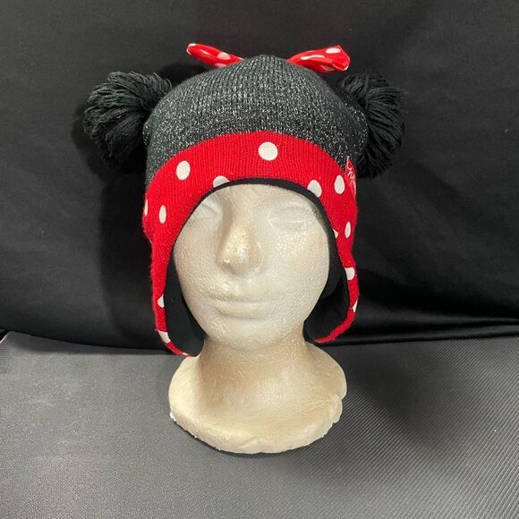Disney Minnie Mouse Girls Polka Dot Winter Hat Beanie Ear Warmer for Toddlers - Picture 1 of 7